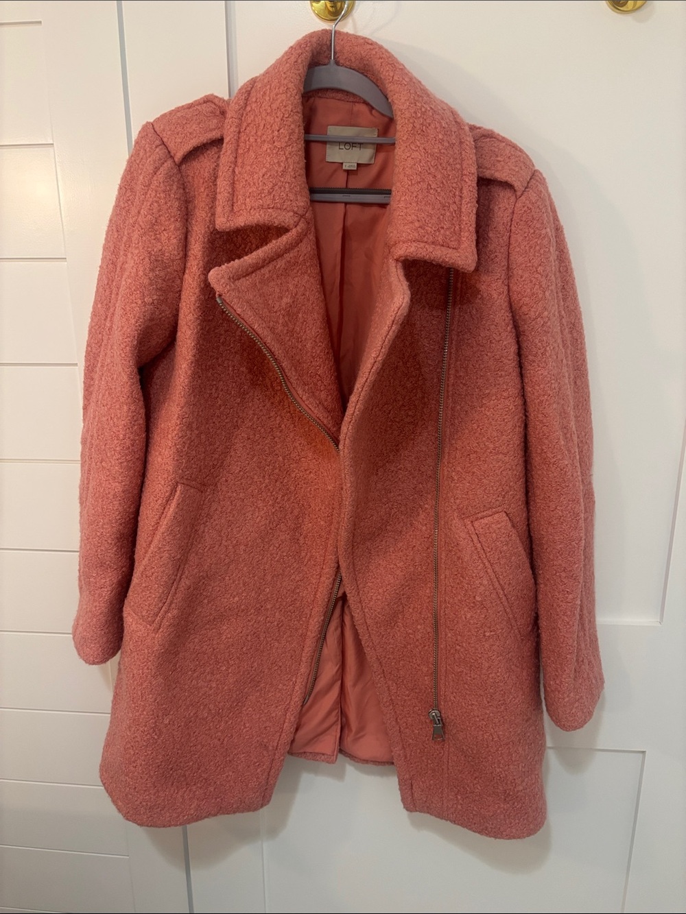 LOFT Coral Teddy Bouclé Zip Coat